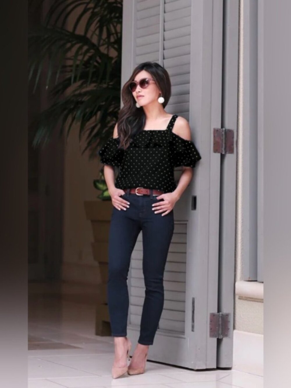 J. Crew Black off-the-shoulder Silk Blouse Ruffled Shoulder Straps